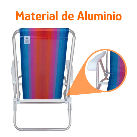 Reposera Silla Reclinable De Playa 8 Posiciones Aluminio Azul/naranja