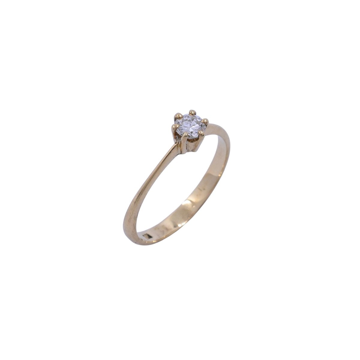 Anillo solitario oro 18k amarillo y brillantes engarce 6 puntas. 