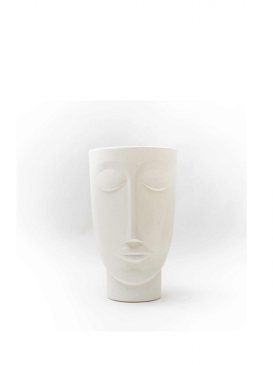 MACETA FACE HOMBRE CON SUCULENTAS BLANCO