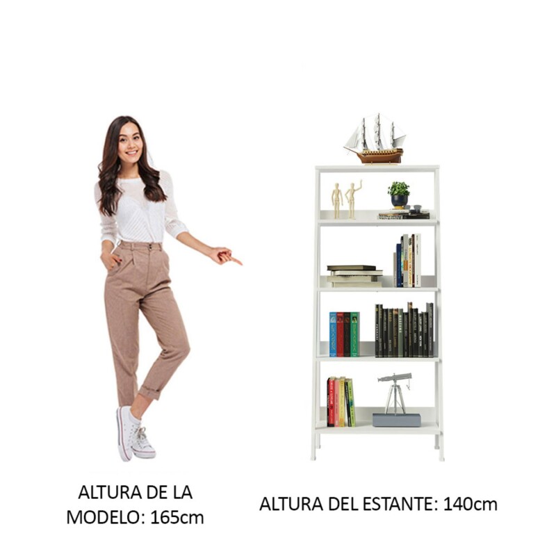 Estantería biblioteca multiuso Lumax escalera para Libros 4 Repisas Blanco