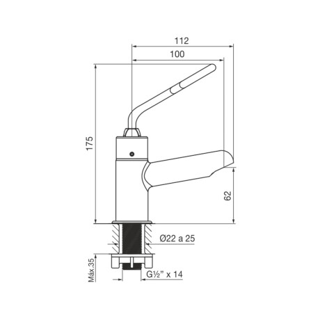 GRIFERIA DE LAVATORIO MONOCOMANDO PARA DISCAPACITADOS CROMO FV 000