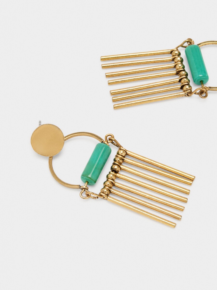 Pendientes Largos Con Barras verde