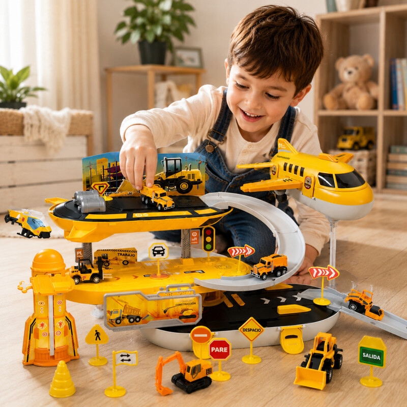 Avión Transformable Pista Construcción Vehículos Juguete Avión Transformable Pista Construcción Vehículos Juguete