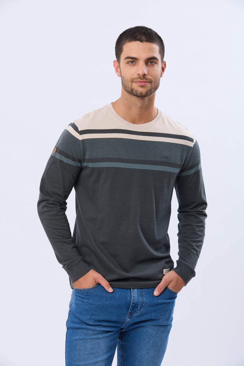 REMERA RAYADA BEIGE