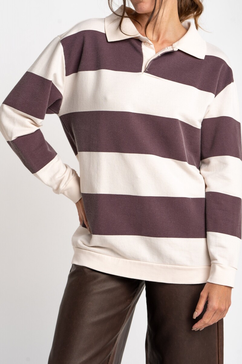 Sweater Polo Rayas - Bordeaux 