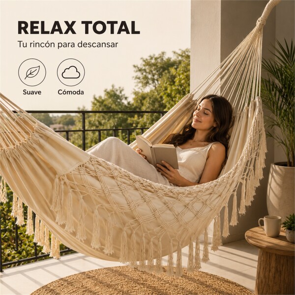 Hamaca Paraguaya Silla Colgante Reforzada Jardín Bolso + Acc Variante Color Blanco