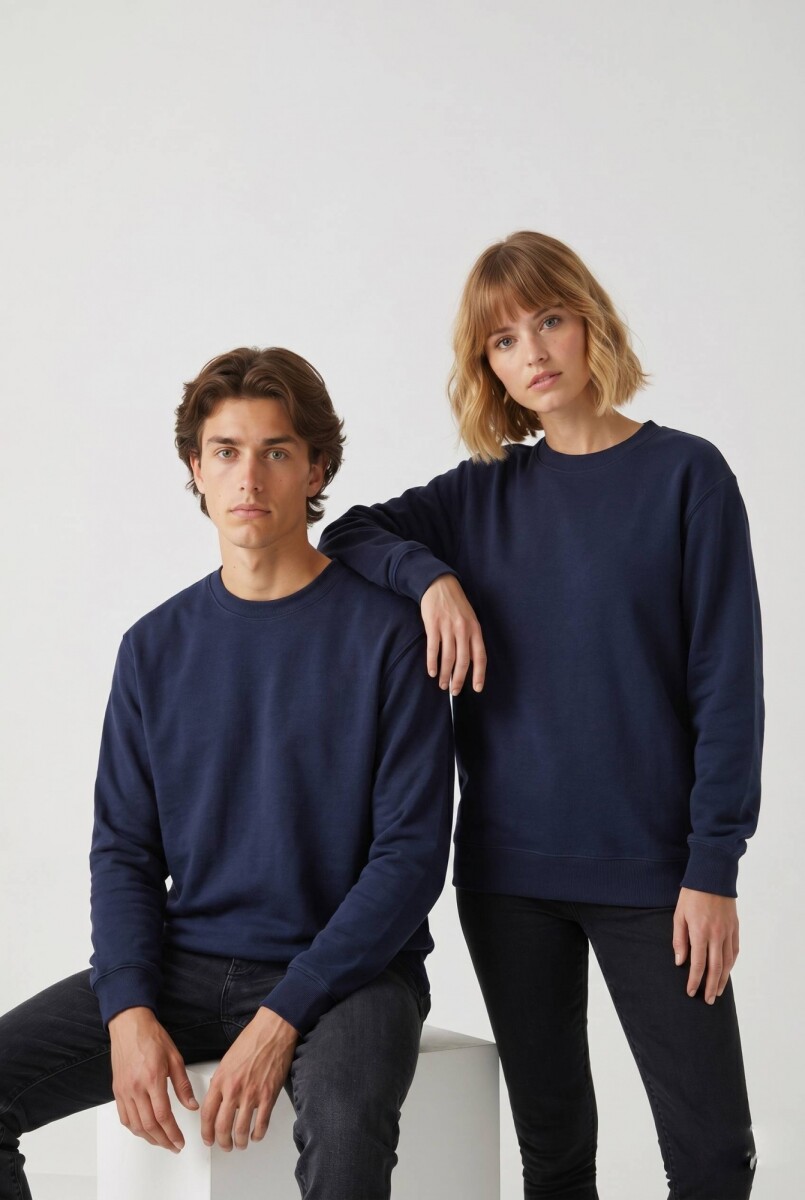 Buzo deportivo clásico escote redondo - UNISEX - Azul 