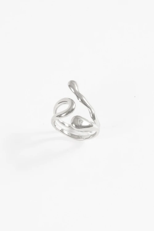 Anillo acero Wavy plateado