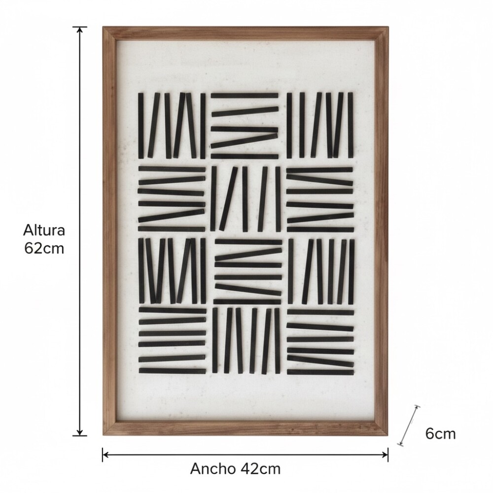 CUADRO DECORATIVO MADERA MACIZA - 62 Cm x 42 Cm - LÍNEA RÚSTICA N°8