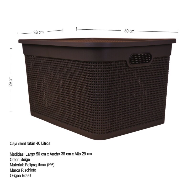 Set x3 Caja simil ratán 40 lts TABACO