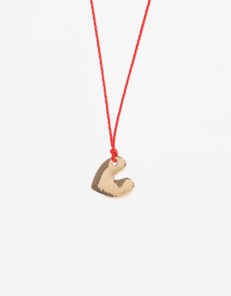Collares Cortos Cordón Collar Con Dije De Corazón - Dorado