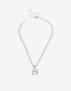 Cadena Corta con Dije Letras Collar De Acero Con Inicial S - Plateado