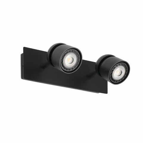 Spot pared ABS+acero LED negro orientable 2xGU10 FA3006