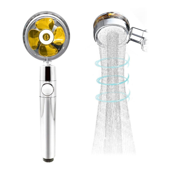 Duchero Cabezal Rotacion 360° Ventilador Alta Presion Turbo Variante Color Dorado