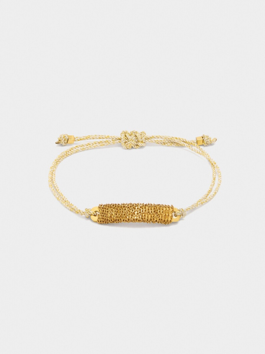 Pulsera Ajustable Placa Con Cadenas - dorado 