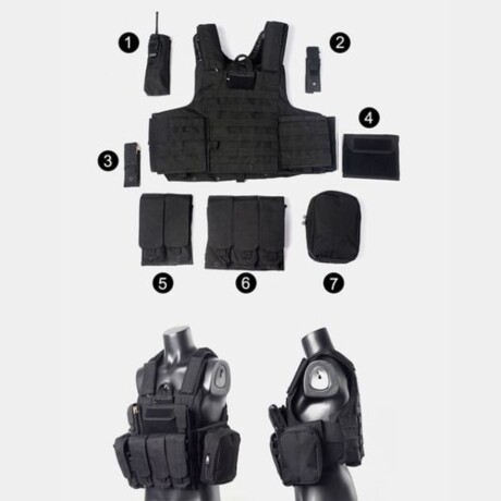 Chaleco Táctico Negro Ajustable Arye Gris/Negro