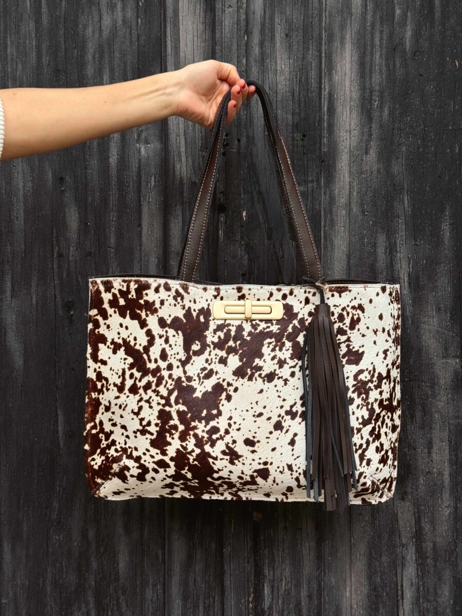 Cartera Madison Piel - Blanco y Choco 