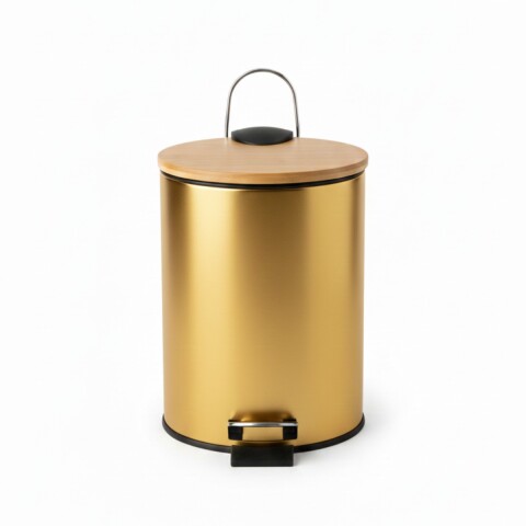 BASURERO METAL DORADO C/PEDAL 3L Unica