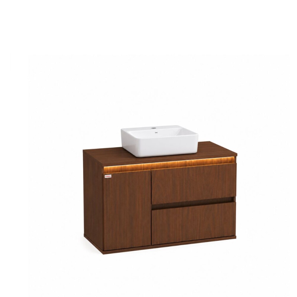 Mueble de baño suspendido Adelaida 90 cm Cacau con bacha Mueble De Baño Suspendido Adelaida 90 Cm Cacau Con Bacha