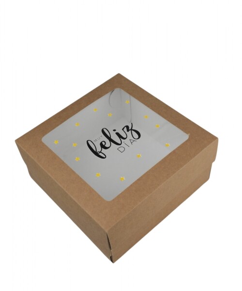 Caja flexi 20x20x9,5. c/visor impreso - MUY FELIZ DIA Caja flexi 20x20x9,5. c/visor impreso - MUY FELIZ DIA