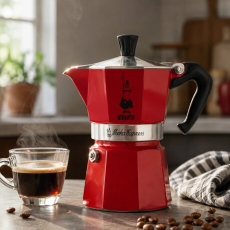 Cafetera Moka Express Roja 130ml 3 Tazas Bialetti Cafetera Moka Express Roja 130ml 3 Tazas Bialetti