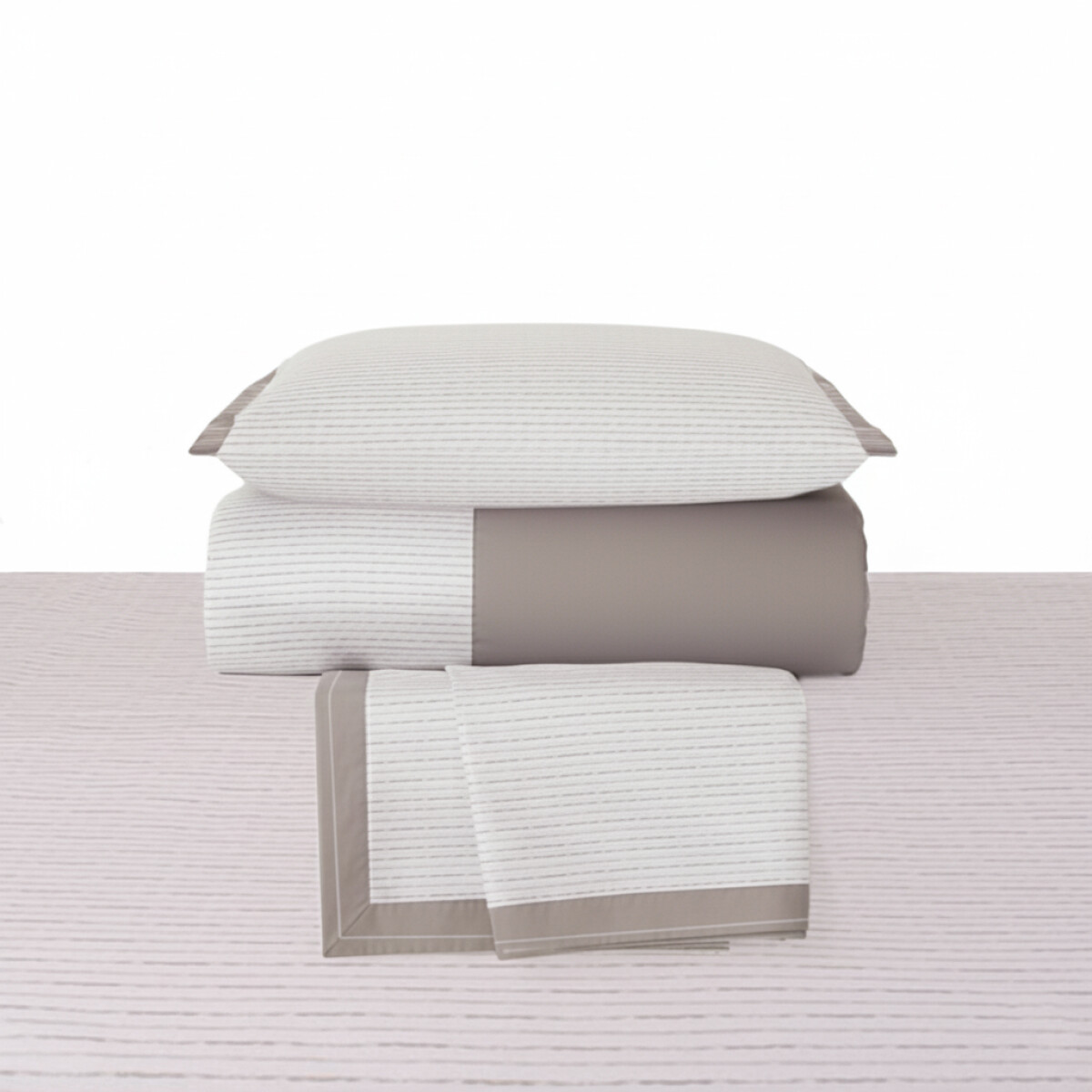 Juegos de Sabanas 1 Plaza 200 Hilos Nina - Pilar - Rayas Greige 