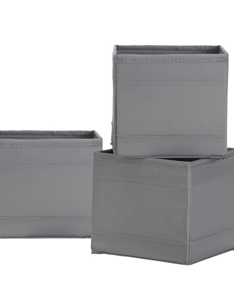 SET 3 ORGANIZADORES TELA GRIS 14x14x13CM SET 3 ORGANIZADORES TELA GRIS 14x14x13CM