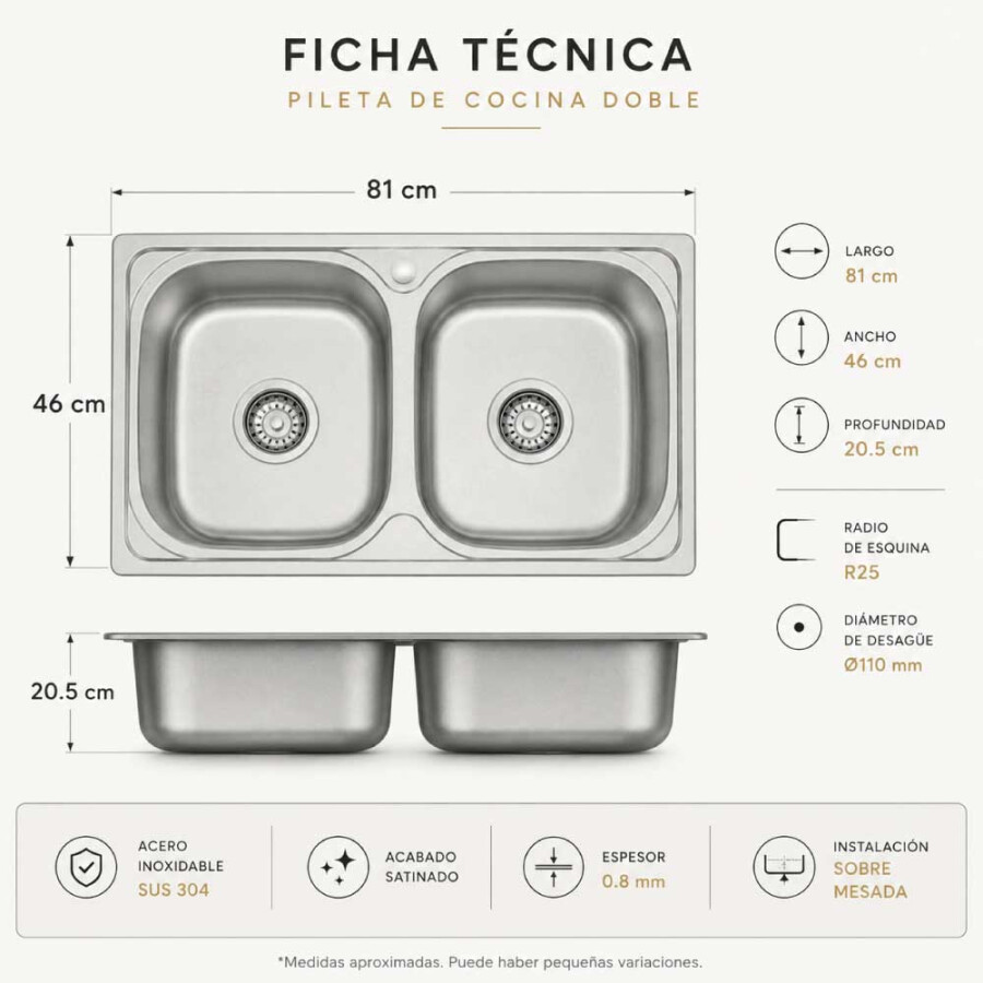 Pileta Doble 81 x 46 Pileta Doble 81 x 46
