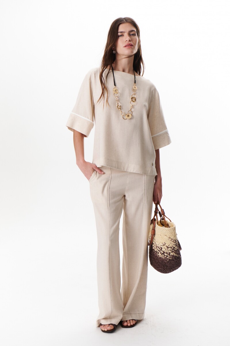 PANTALON LINO POCKET BEIGE