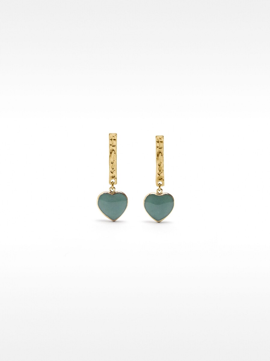 Pendientes Barra Con Corazones De Piedra - dorado 