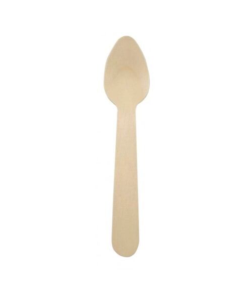 Cuchara de postre descartable de madera 110 mm - 100 unidades Cuchara de postre descartable de madera 110 mm - 100 unidades
