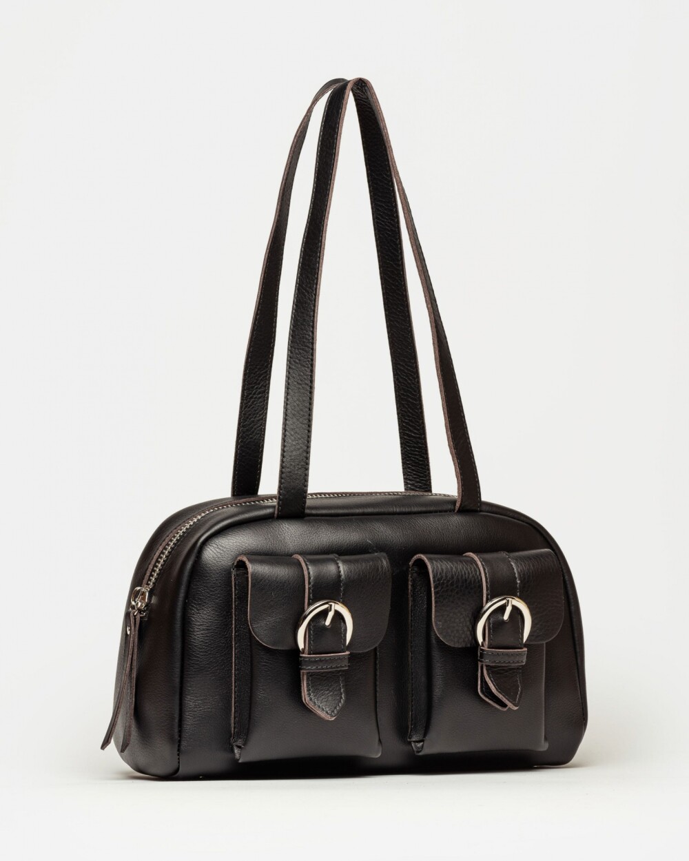 Bolso Indie en cuero vegetal liso Negro