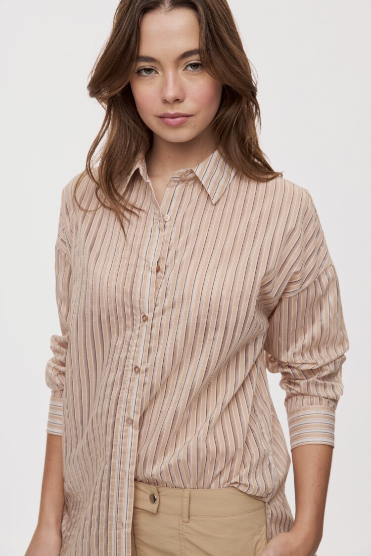CAMISA JAZMINA STRIPES Beige
