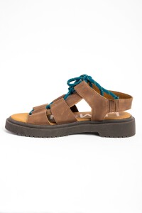 Sandalias Cuero Con Cordón Chocolate