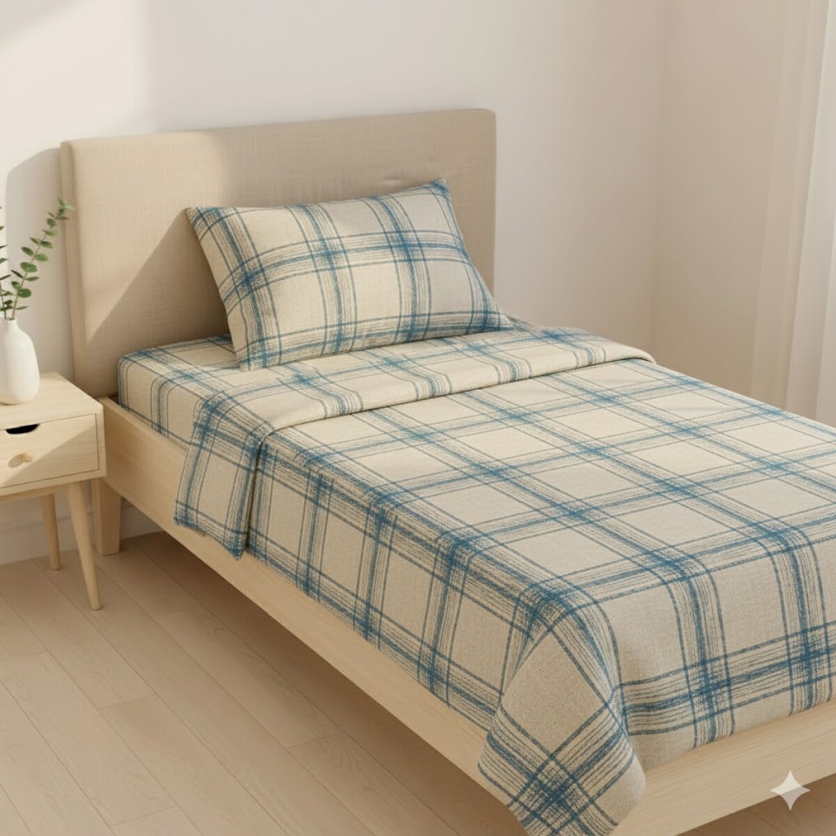 Juego De Sabanas 1 Plaza Sommier Toque Algodón - Cuadros 