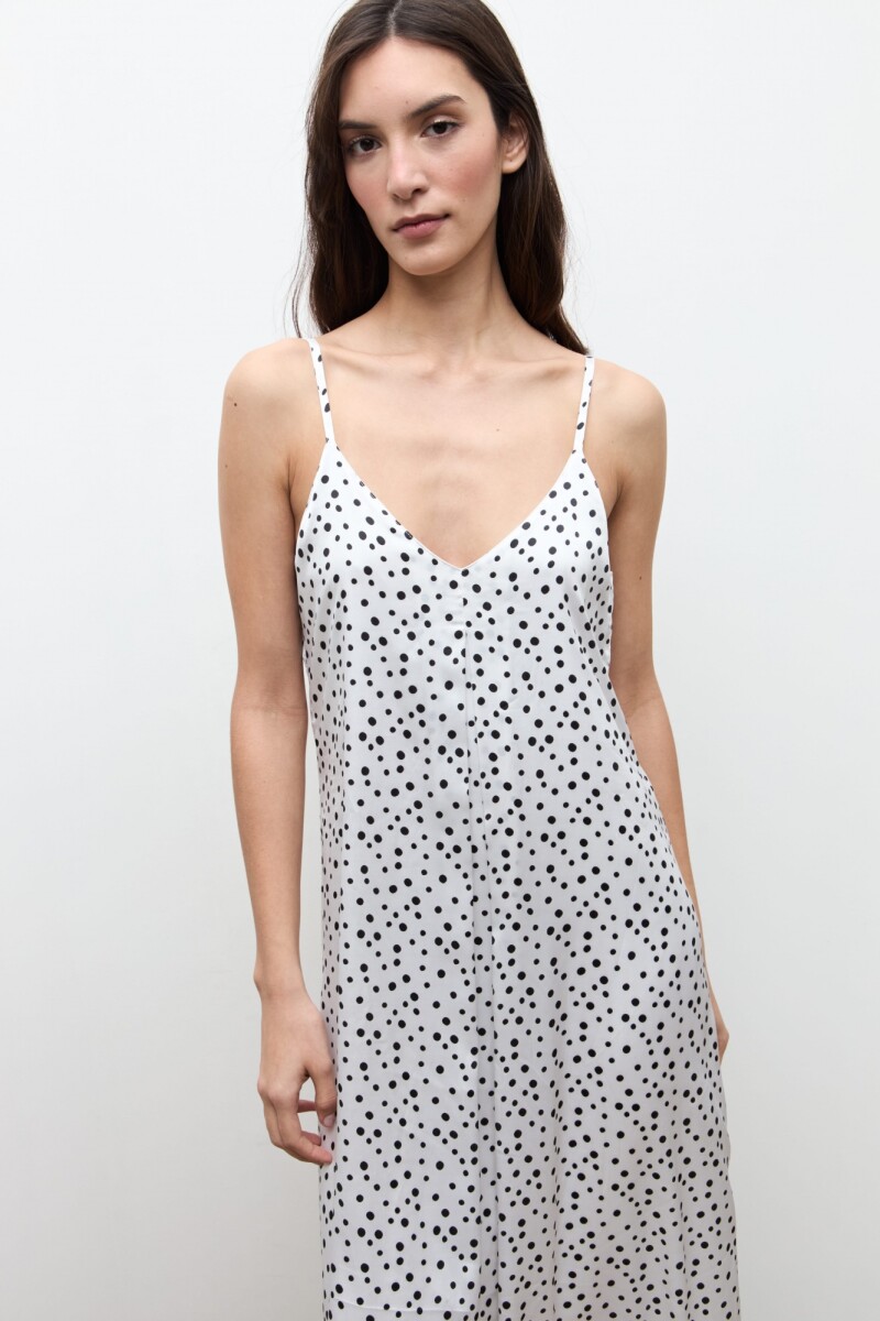 Vestido estampa lunares crudo
