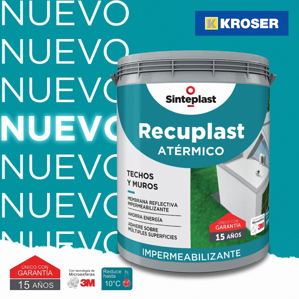 RECUPLAST ATERMICO TECHOS Y MUROS 20KGS SINTEPLAST ++ - N/a 