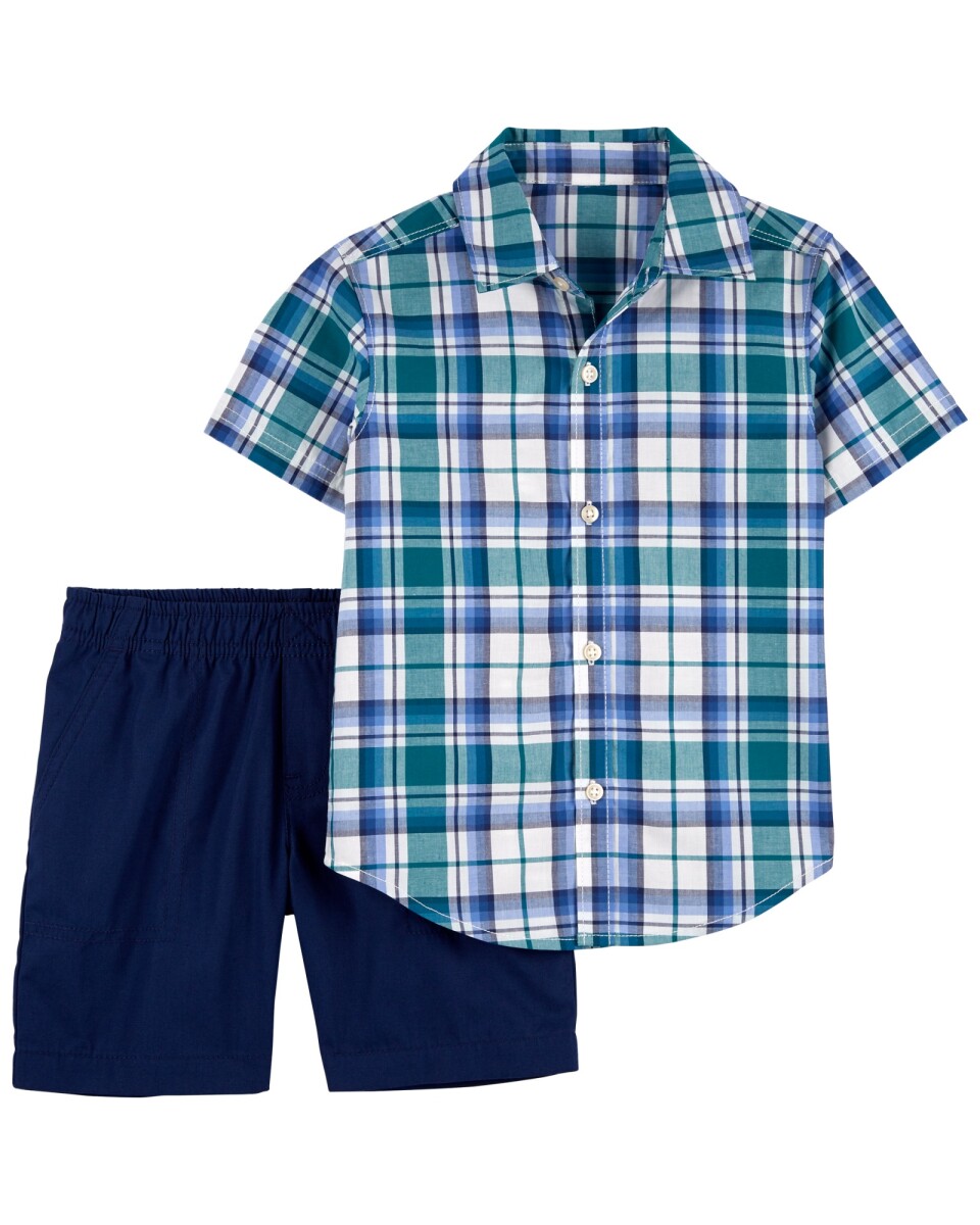 Set Carters Short y Camisa Algodón 2 Piezas - AZUL-BLANCO 