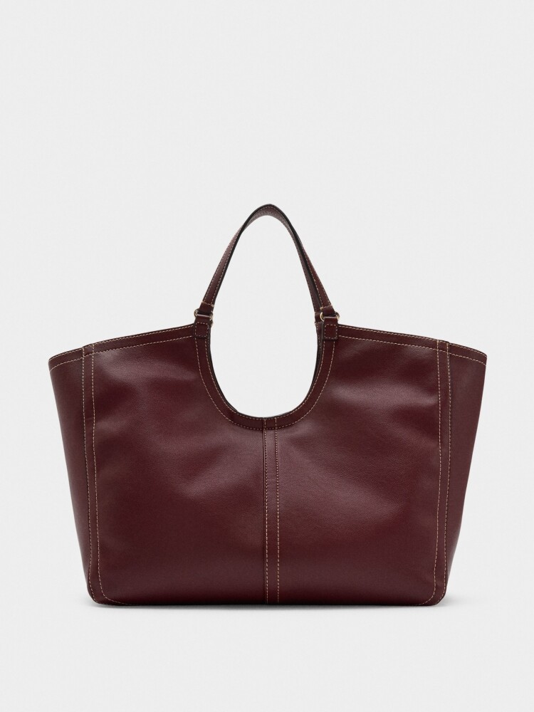Bolso Shopper Liso Con Bolsa burdeos