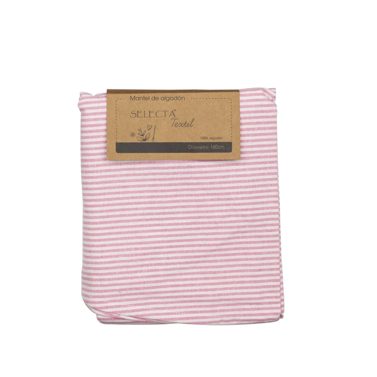 MANTEL ALGODÓN D160CM ROSA CON LINEAS 