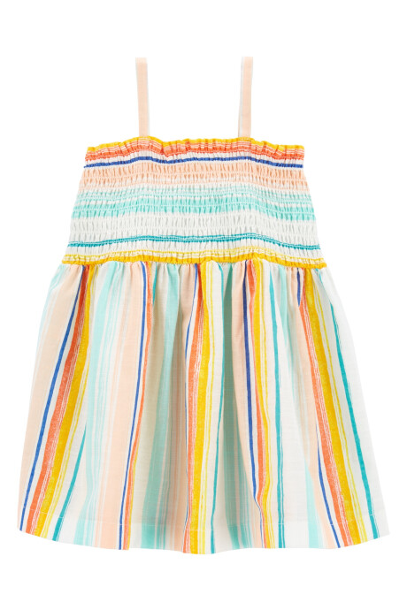 Vestido solera de algodón con fruncido Sin color