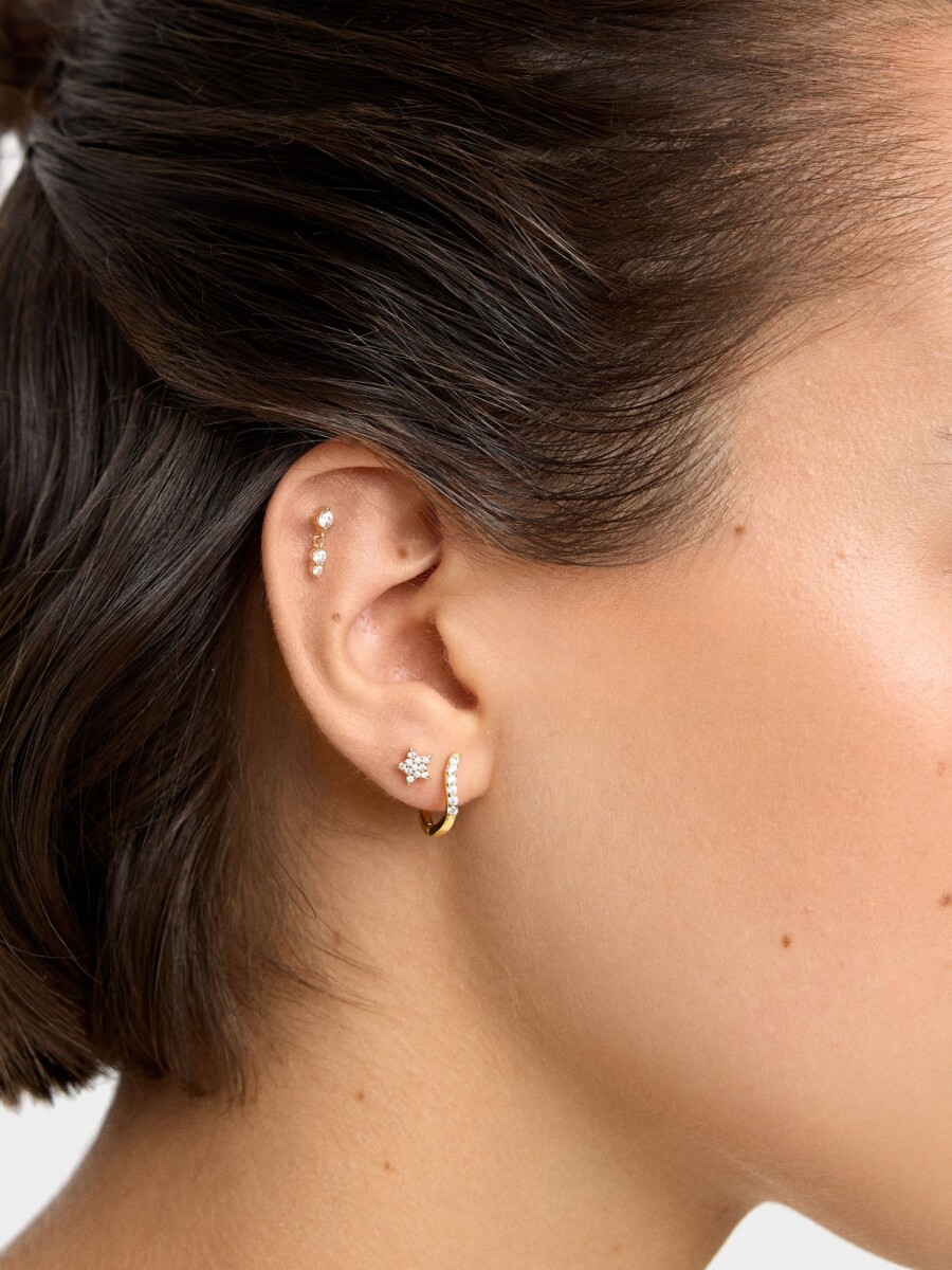 Set De Pendientes Con Circonitas - Plata De Ley 925 dorado