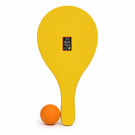 Set De 2 Paletas De Madera Para Playa + Pelota Amarillo