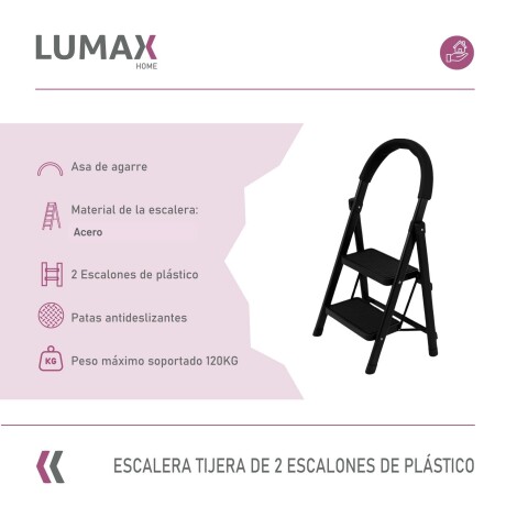 Escalera Tijera 2 Escalones De plastico Negro
