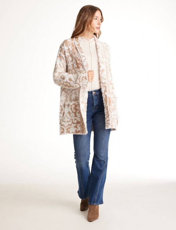 Cardigan Mohair Arabescos BEIGE/MULTI