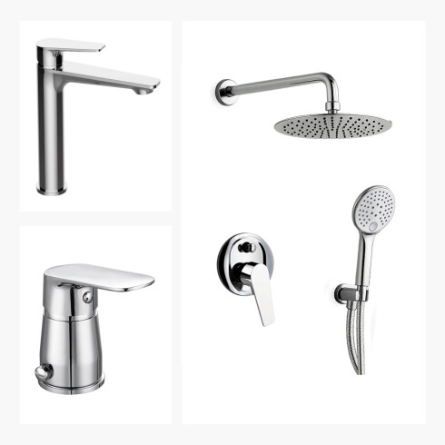 JUEGO DE GRIFERIA LAVATORIO ALTO,DUCHA EMBUTIDA Y BIDET 000