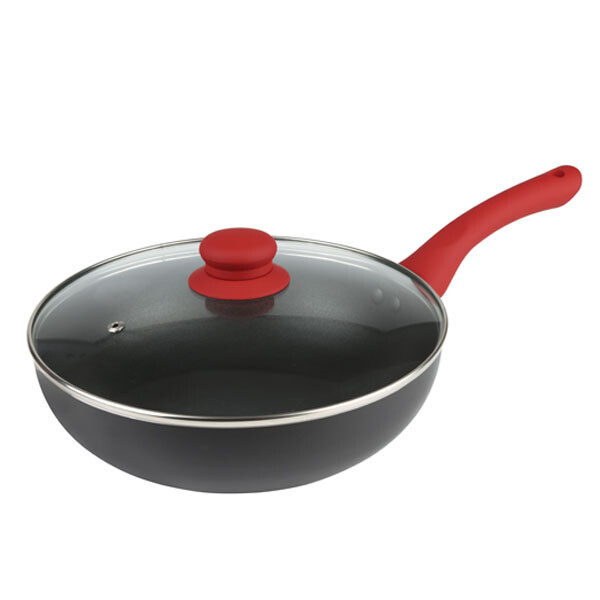SARTÉN WOK CON TAPA AROMA 24 CM NEGRO