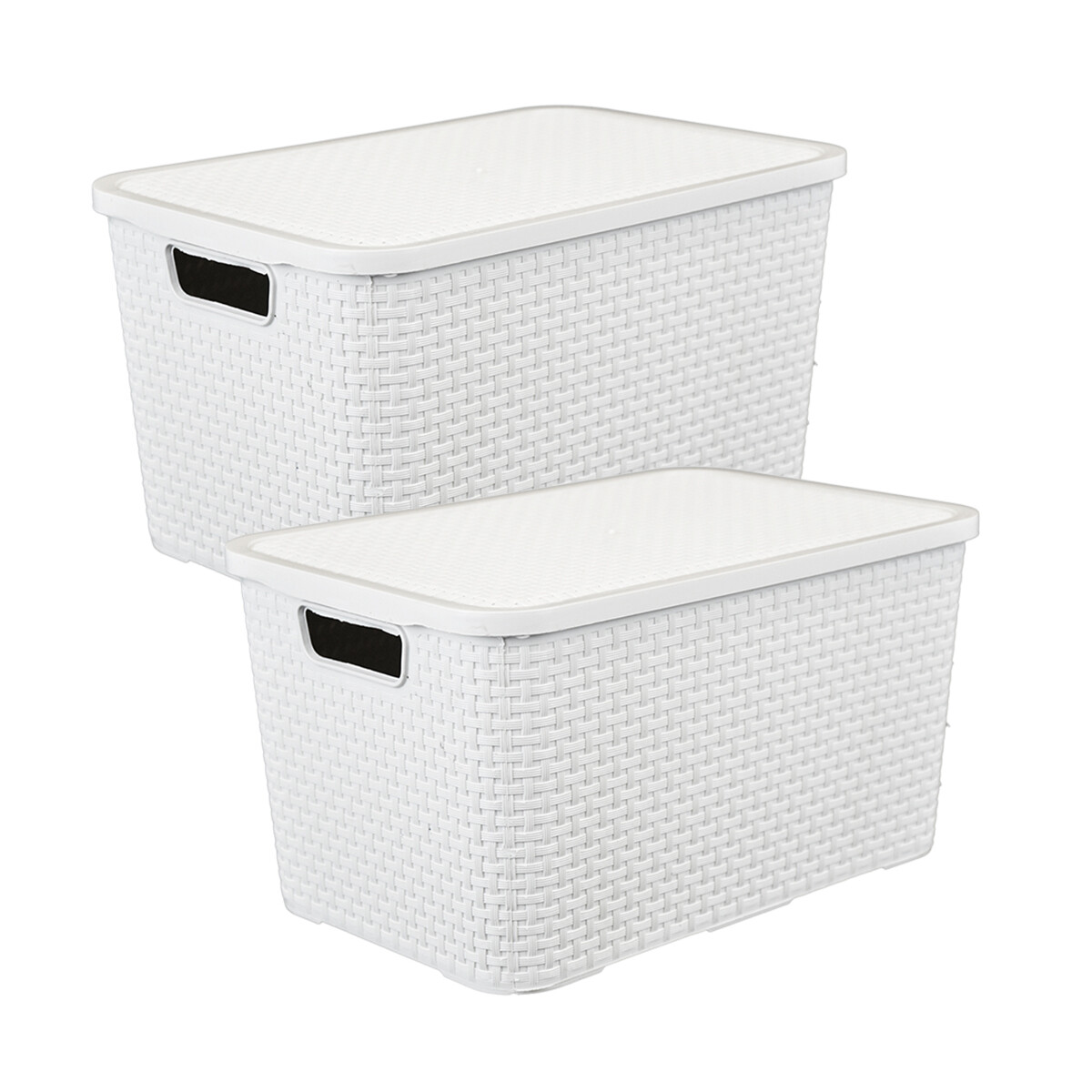 Set x2 caja simil ratán 7 lts - BLANCO 