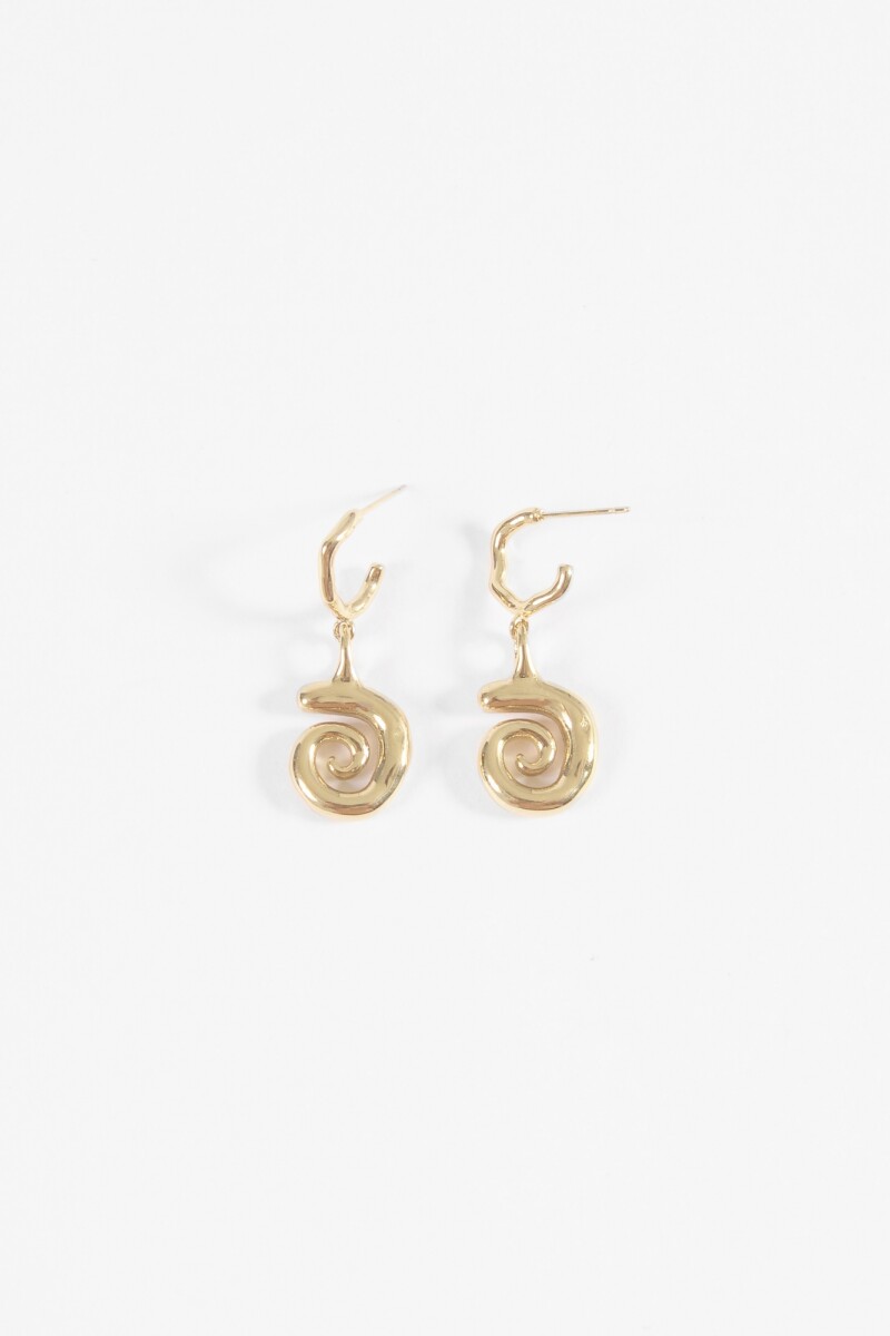Aros acero con dije espiral dorado