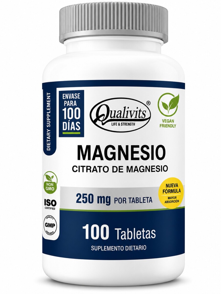 Citrato de Magnesio 250 mg | 100 Tabletas - Qualivits 